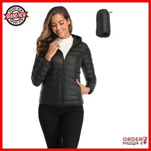 Women's Short Down Puffer Jacket Hooded Packable Lightweight Winter Coat